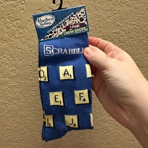Scrabble Blue Crew Socks